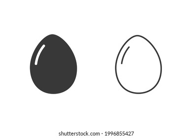 Egg Food Icon Set Solid Breakfast silhouette On White