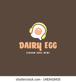 Egg food logo template. Omelette logo vector. Fried egg logo concept. Fast food made from eggs