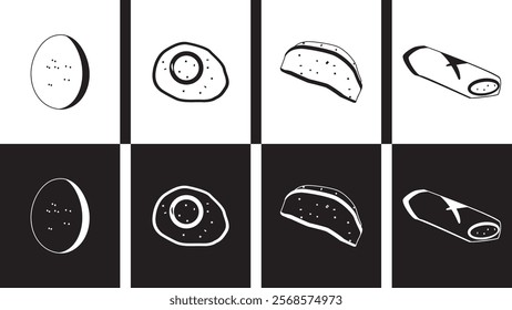 Egg food products vector design. Fast food product icon set.