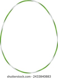 Egg frame. 3D green Easter egg frame. Outline egg border. Twisted rope. Spring holiday greeting card decor.