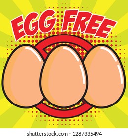 egg free allergen ingredient for dairy free icon in pop art style. vector illustration