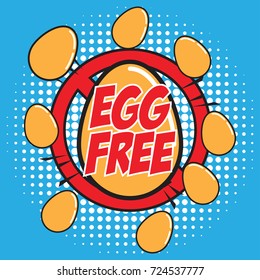 egg free allergen ingredient for dairy free icon in pop art style. vector illustration