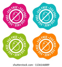Egg free Badges. Eps10 Vector.
