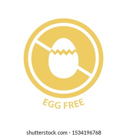 Egg free circle vector sticker label. Eggs free isolated symbol.
