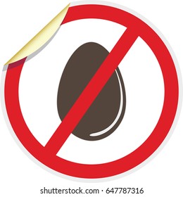 Egg free icon in 3D style for food allergy concept