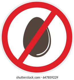 Egg free icon in flat style for food allergy concept