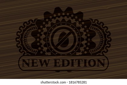 icono libre de huevos y placa realista de madera de texto de nueva edición. Fondo de fantasía marrón. Ilustración intensa. 