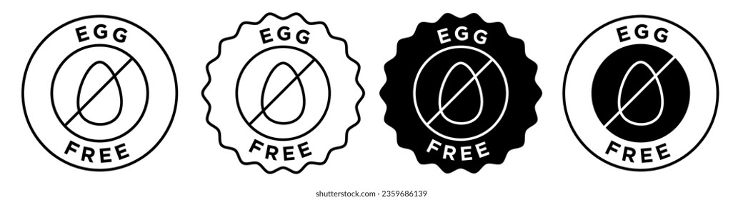 Egg free icon. No egg use in product package symbol. Allergic intolerance from lactose vector. Vegan food without egg ingredient sign.