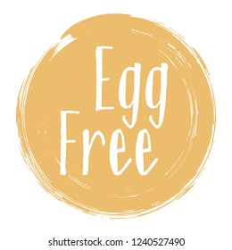 Egg free icon, package label vector graphic design. Egg free ingredients products label, sign, round stamp isolated clip art, circle tag sticker vector emblem. Egg intolerance diet or allergy concept.