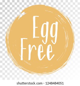 Egg free icon, package label vector graphic design. Egg free ingredients products label, sign, round stamp isolated clip art, circle tag sticker vector emblem. Egg intolerance diet or allergy concept.