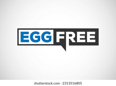 Símbolo del logotipo de la placa de la etiqueta libre de huevos para el sello del paquete de alimentos. Ilustración vectorial plana 100% sin huevo