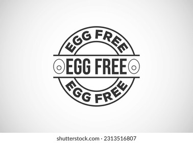 Símbolo del logotipo de la placa de la etiqueta libre de huevos para el sello del paquete de alimentos. Ilustración vectorial plana 100% sin huevo