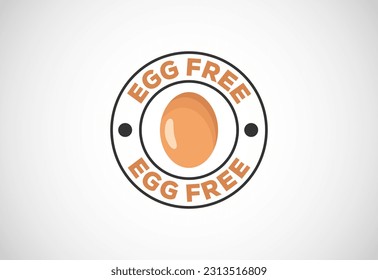 Egg free labels badge logo sign for food package seal. 100 percent egg free flat vector illustration
