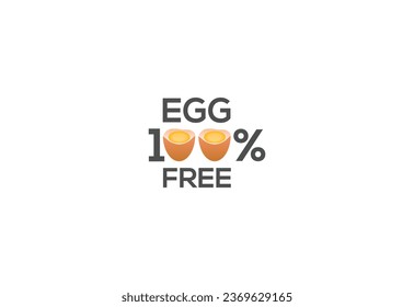 Egg free labels badge logo sign for food package seal. 100 percent egg free flat vector illustration