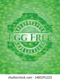 Egg Free realistic green emblem. Mosaic background. Vector Illustration. Detailed.