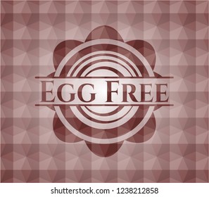 Egg Free red seamless emblem with geometric pattern background.
