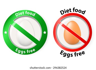 egg free. Two of vector icons for diet or organic food