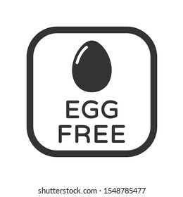 Egg free vector icon. Product free allergen ingredient symbol. No eggs vector icon. Food intolerance stock vector illustration for printing on food packaging