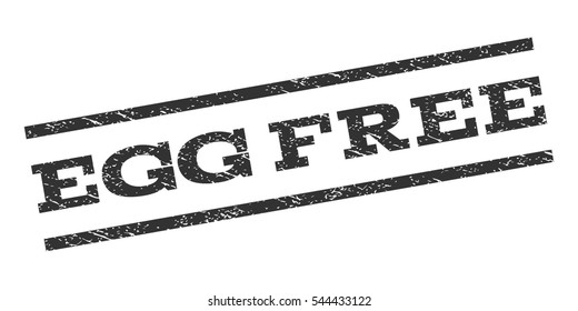 Egg Free watermark stamp. Text caption between parallel lines with grunge design style. Rubber seal stamp with dust texture. Vector gray color ink imprint on a white background.