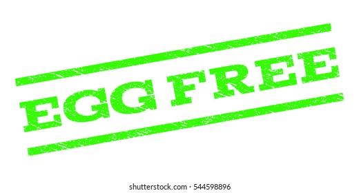 Egg Free watermark stamp. Text caption between parallel lines with grunge design style. Rubber seal stamp with dirty texture. Vector light green color ink imprint on a white background.
