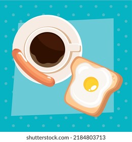 egg fried with coffee drink
