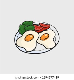 Egg fried fast food concept line icon. Simple element illustration. Egg fried fast food outline symbol design. Can be used for web and mobile UI/UX . Modern vector style.