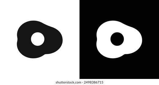Egg fried icon flat line symbol set.
