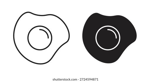 Egg fried icon with line and silhouette versions.