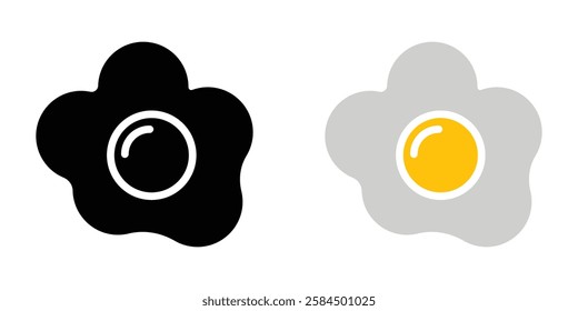 Egg fried icons pack in black and colored version