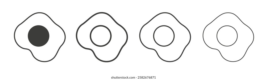 Egg fried icons set vectors graphic designs