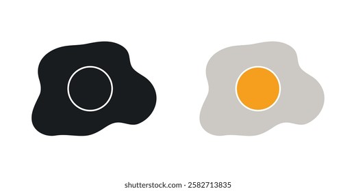 Egg fried icons set vectors black and colored style