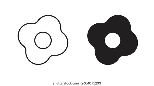 Egg fried icons. thin line vector icons