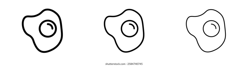 Egg fried icons in three different stroke lines
