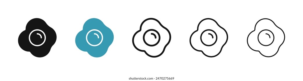 Egg fried line icon set. breakfast delicious omelette vector icon. scrambled omelet sign for UI designs.