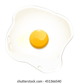 Egg fried on a white background. Vector Illustration