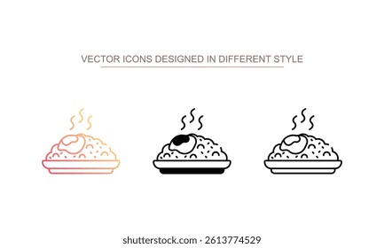 Egg Fried Rice icon design with white background stock illustration