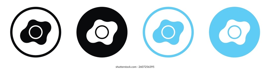 Egg fried vector icons in black and blue colors