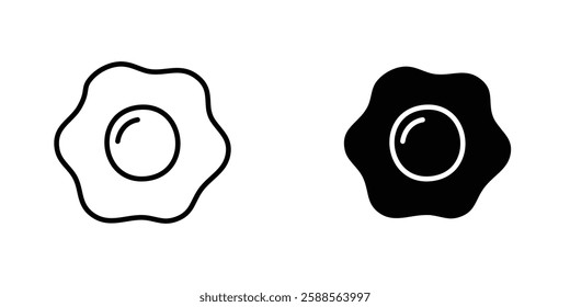 Egg fried vectors icons set in filled and strokes on white background