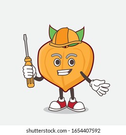 Egg fruit cartoon mascot character as smart technician