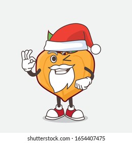 Egg fruit cartoon santa mascot character with ok finger