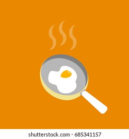 Egg Frying On Pan Icon Vector Illustration 
