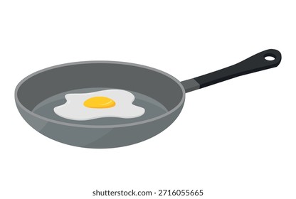 Ovo Fritar em uma Panela - Ilustração Simples de um Ovo Frito em uma Panela. Ideal para café da manhã, culinária ou temática relacionada com alimentos.