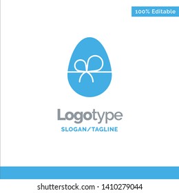 Egg, Gift, Easter, Nature Blue Solid Logo Template. Place for Tagline