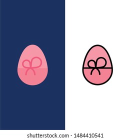Egg, Gift, Easter, Nature  Icons. Flat and Line Filled Icon Set Vector Blue Background. Vector Icon Template background