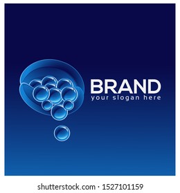Egg gradient logo template on blue background. Blue egg