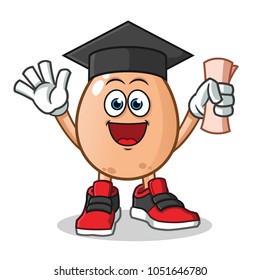 egg graduation mascot vector cartoon illustration