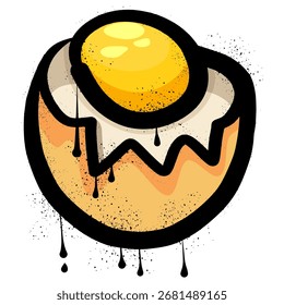  Egg graffiti with dripping black spray paint splatter