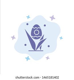 Egg, Grass, Holiday, Easter Blue Icon on Abstract Cloud Background. Vector Icon Template background