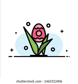 Egg, Grass, Holiday, Easter  Business Flat Line Filled Icon Vector Banner Template. Vector Icon Template background