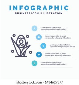 Egg, Grass, Holiday, Easter Line icon with 5 steps presentation infographics Background